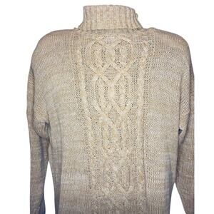 Vintage Hunter Run Sweater Women's Medium Yellow Knit Ramie Fishermen Cable knit